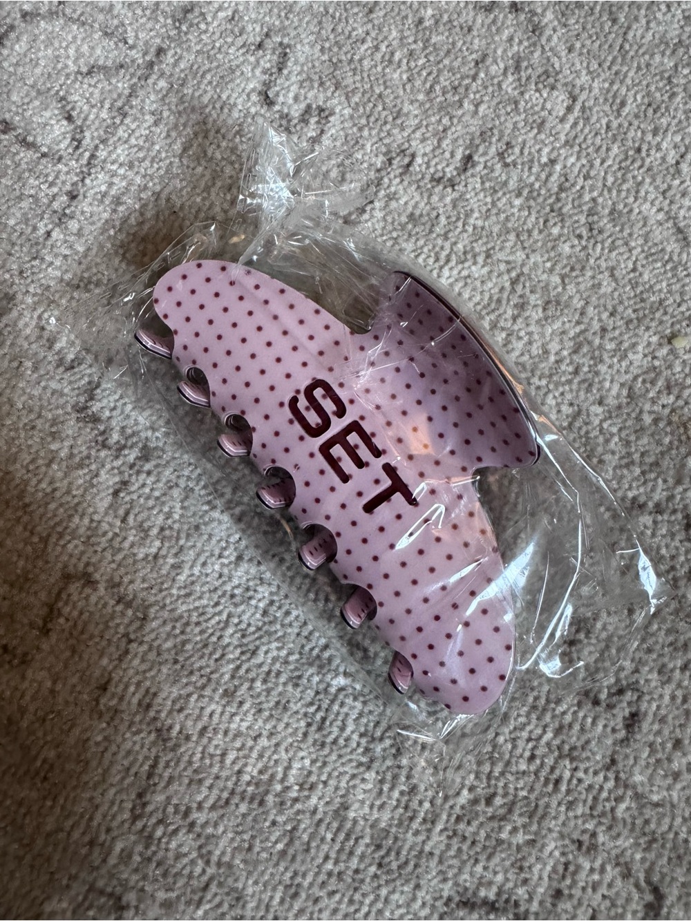 SET Active Polka Dot Claw Clip- Pink Confetti Birthday 2026- NWT